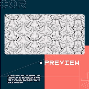 Absractive Shells Desk Pad, Black Desk Blotter, Gray Keyboard Mat, Geometric Desk Protector, Desk Protector, Office Desk Mat, Desk Decor