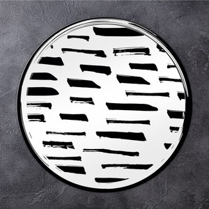 Smuge Vinyl Mat, Round Vinyl Mat, Minimal Round Rug, Black and White Vinyl Floor Mat, Linoleum Rug, Area Rug, Comfort Mat