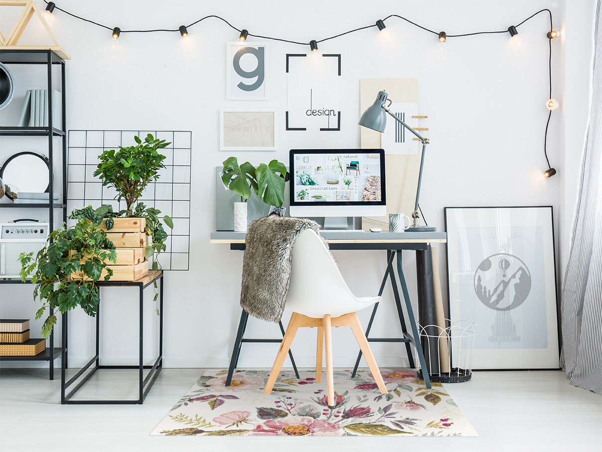 Vintage Field Flowers Stuhlauflage Rote Vinyl Bodenmatte | Etsy