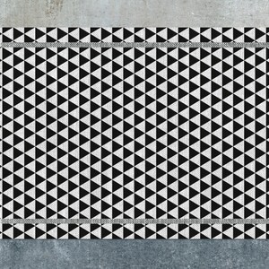 Nordic Triangle Gray Vinyl Mat, Black Vinyl Floor Mat, Gray Vinyl Rug, Geometric Linoleum Rug, Linoleum Mat, Decorative Mat, Art Mat