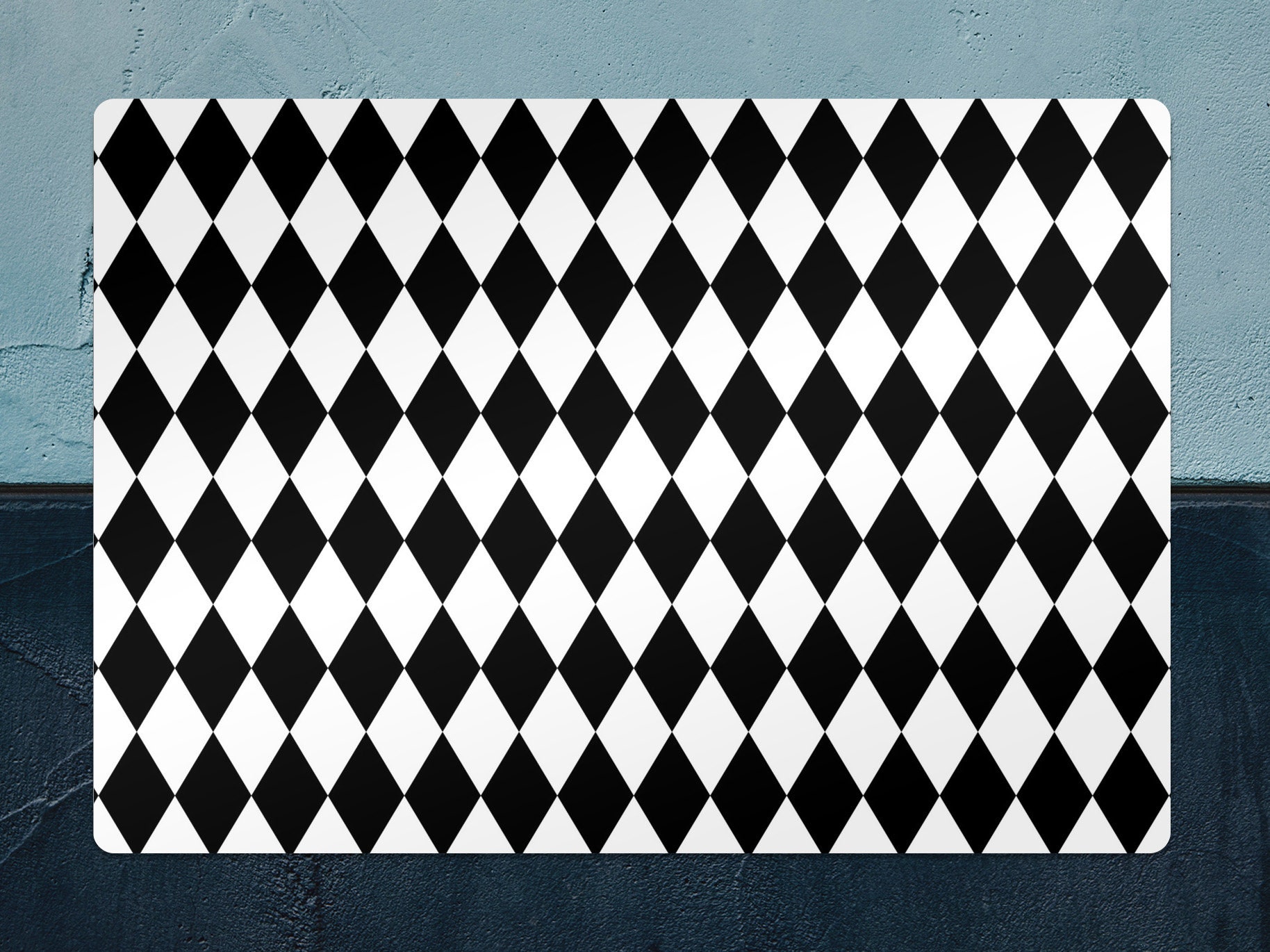 Harlequin Chair Mat, Black Protective Mat, White Splat Mat, Rhombus Vinyl Floor Mat, Pvc Mat, Decorative Mat, Housewarming Gift, Splash Mat