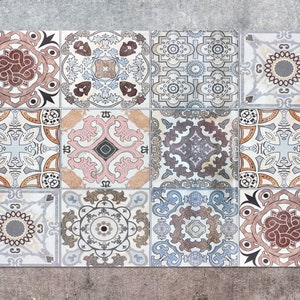 Rustic Tile Colors Vinyl Mat, Bronze Linoleum Rug, Beige Vinyl Floor Mat, Tile Vinyl Rug, Floor Mat, Kitchen Decor, Vinyl Rugs and Mats