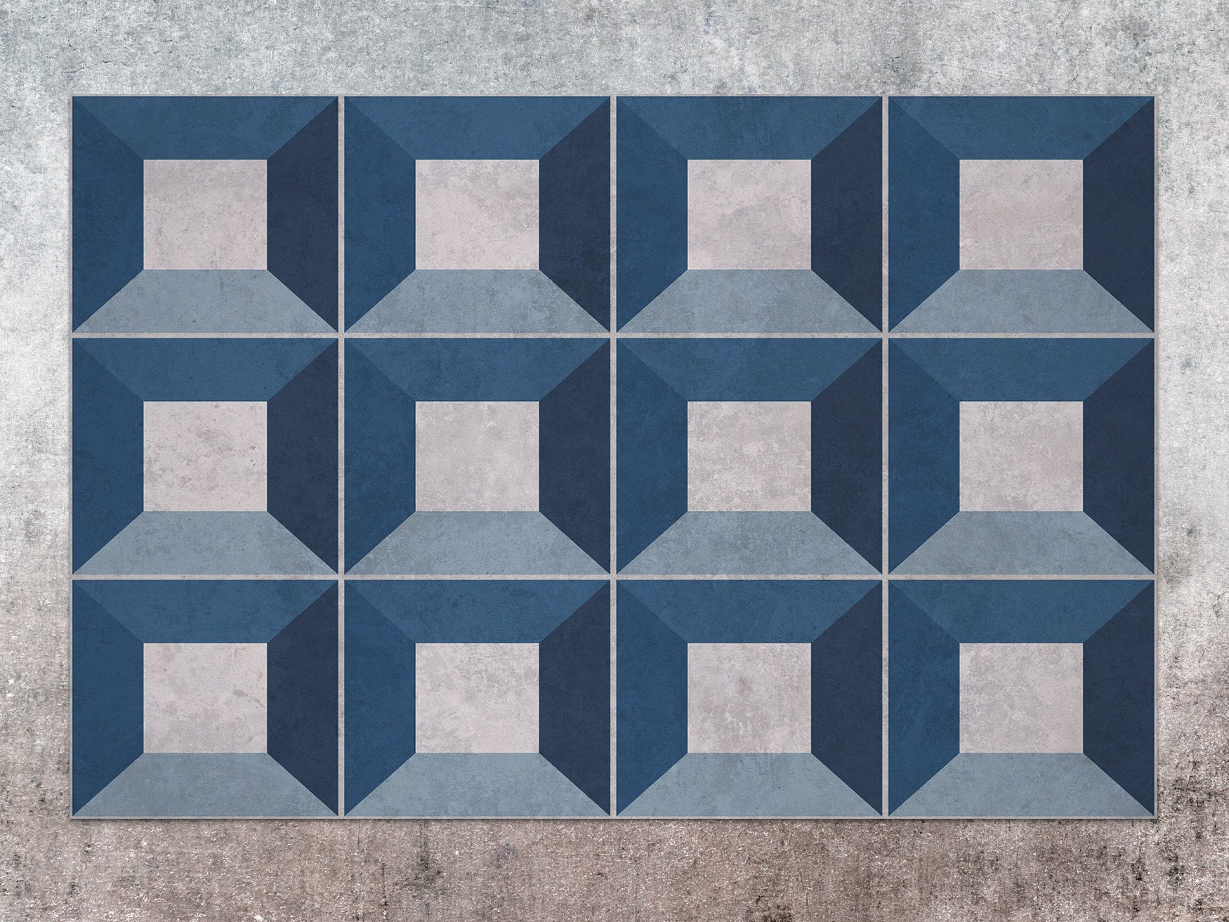 Square Tiles Vinyl Mat Blue Linoleum Rug Gray Vinyl Floor - Etsy
