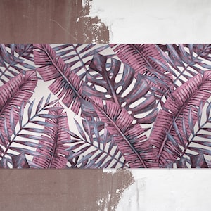 Purple Tropical Jungle Desk Pad, Purple Desk Protector, Beige Desk Blotter, Leaves Keyboard Mat, Pvc Mat, Office Desk Mat, Birthday Gift