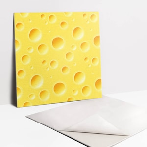 Cheese Tile Stickers, Self Adhesive Tiles, Food Tile Stickers, Yellow Decal Decor, Wall Tile Stickers, Set of 9