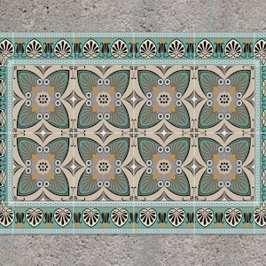 Gothic Boden Vinyl Teppich, Fliesen Vinyl Bodenmatte, Grün und Beige Vinyl Bodenmatte, Küchen Matte, Küchen Dekor, Küchen Matten für Boden