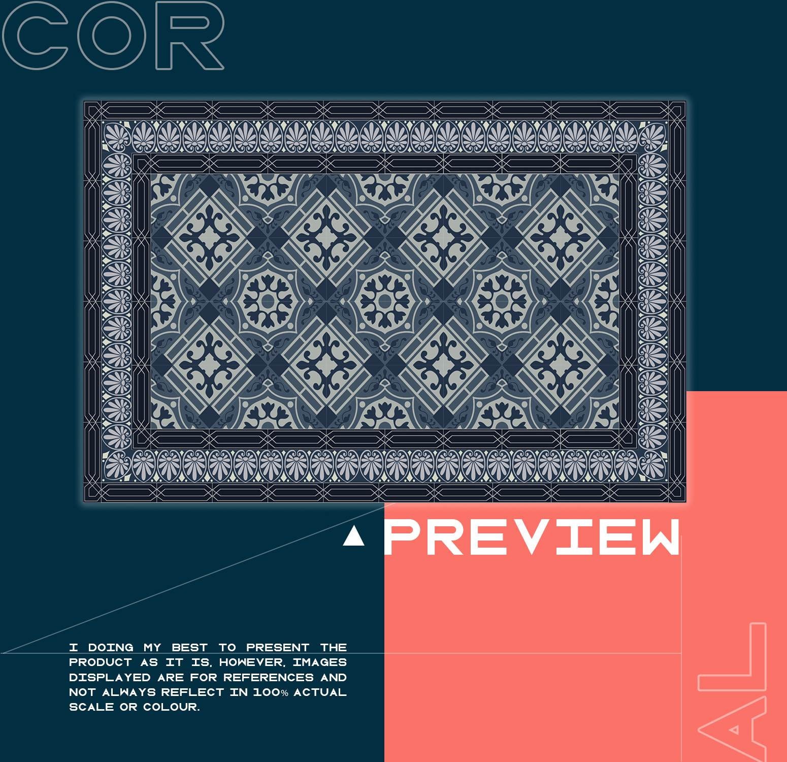 Blue and Blue Vinyl Floor Mat Tile Vinyl Floor Mat Blue and Etsy