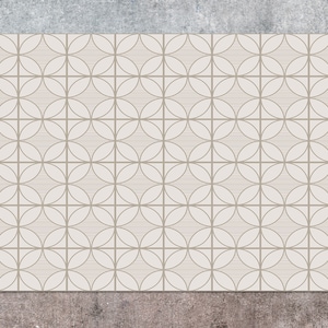 Zierliche Ornamental Lines Fliesen Vinyl Matte, Beige Vinyl Teppich, Bronze Linoleum Teppich, Fliesen Vinyl Bodenmatte, Bodenmatte, Dekorative Matte, Komfort Matte