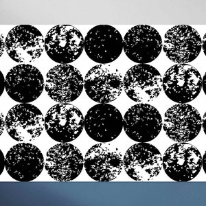 Black Circle On A White Texture Vinyl Mat, Geometric Vinyl Mat, Black and White Vinyl Rug, Kitchen Mat, Decorative Mat, Vinyl Rugs and Mats