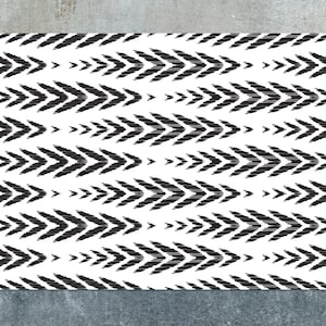 Herringbone Black Minimalist Vinyl Mat, Black Linoleum Rug, White Vinyl Floor Mat, Herringbone Vinyl Rug, Floor Mat, Kitchen Decor, Art Mat