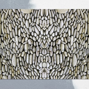 Densely Stacked Stones Vinyl Mat, Gray Vinyl Rug, Beige Linoleum Rug, Stone Vinyl Floor Mat, Linoleum Mat, Kitchen Decor, Art Mat