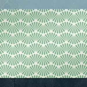 Art Deco Green Chair Mat, Green Vinyl Floor Mat, White Protective Mat, Abstract Splat Mat, Pvc Mat, Vinyl Flooring, Housewarming Gift