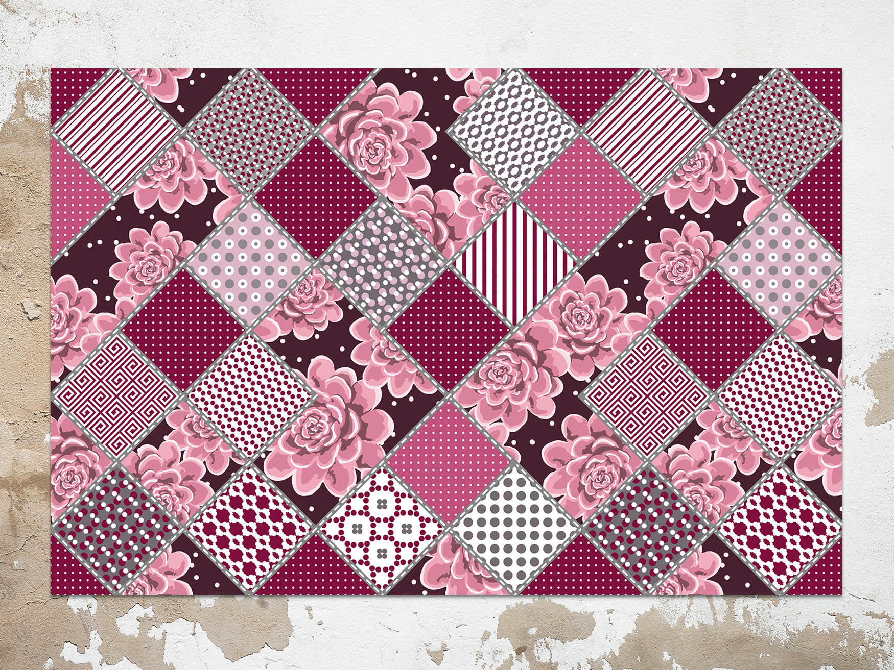 Pink Floral Vinyl Mat Pink Vinyl Floor Mat Purple Vinyl Rug Etsy