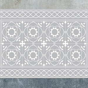 Linear Delicate Floral Gray Vinyl Mat, Gray Linoleum Rug, White Vinyl Floor Mat, Linear Vinyl Rug, PVC Mat, Area Rug, Kitchen Mats For Floor