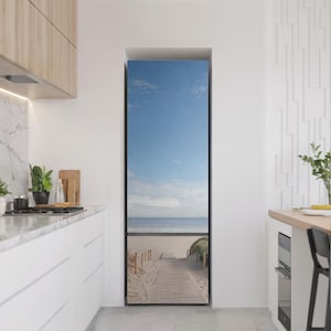 Road To The Beach Fridge Magnetic Decal, Blue Stylish Fridge Magnet, Kitchen Decoration, Fridge Mat