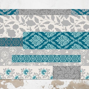 Turquoise Flowers Vinyl Mat, Turquoise Vinyl Rug, Gray Linoleum Rug, Ornament Vinyl Floor Mat, PVC Mat, Decorative Mat, Comfort Mat