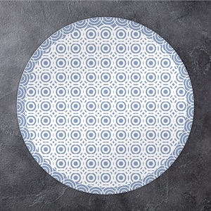 Biba Vinyl Mat, Round Vinyl Mat, Geometric Round Rug, Blue and Gray Vinyl Floor Mat, Kitchen Mat, Decorative Mat, Desk Mat