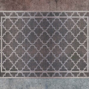 Brown Moroccan Pattern Vinyl Mat, Moroccan Vinyl Floor Mat, Gray and Purple Vinyl Rug, Linoleum Mat, Kitchen Decor, Vinyl Rugs and Mats