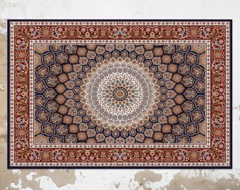 Carpet Mandala Vinyl Mat, Red Vinyl Floor Mat, Purple Vinyl Rug, Classical Linoleum Rug, Linoleum Mat, Vinyl Flooring, Comfort Mat