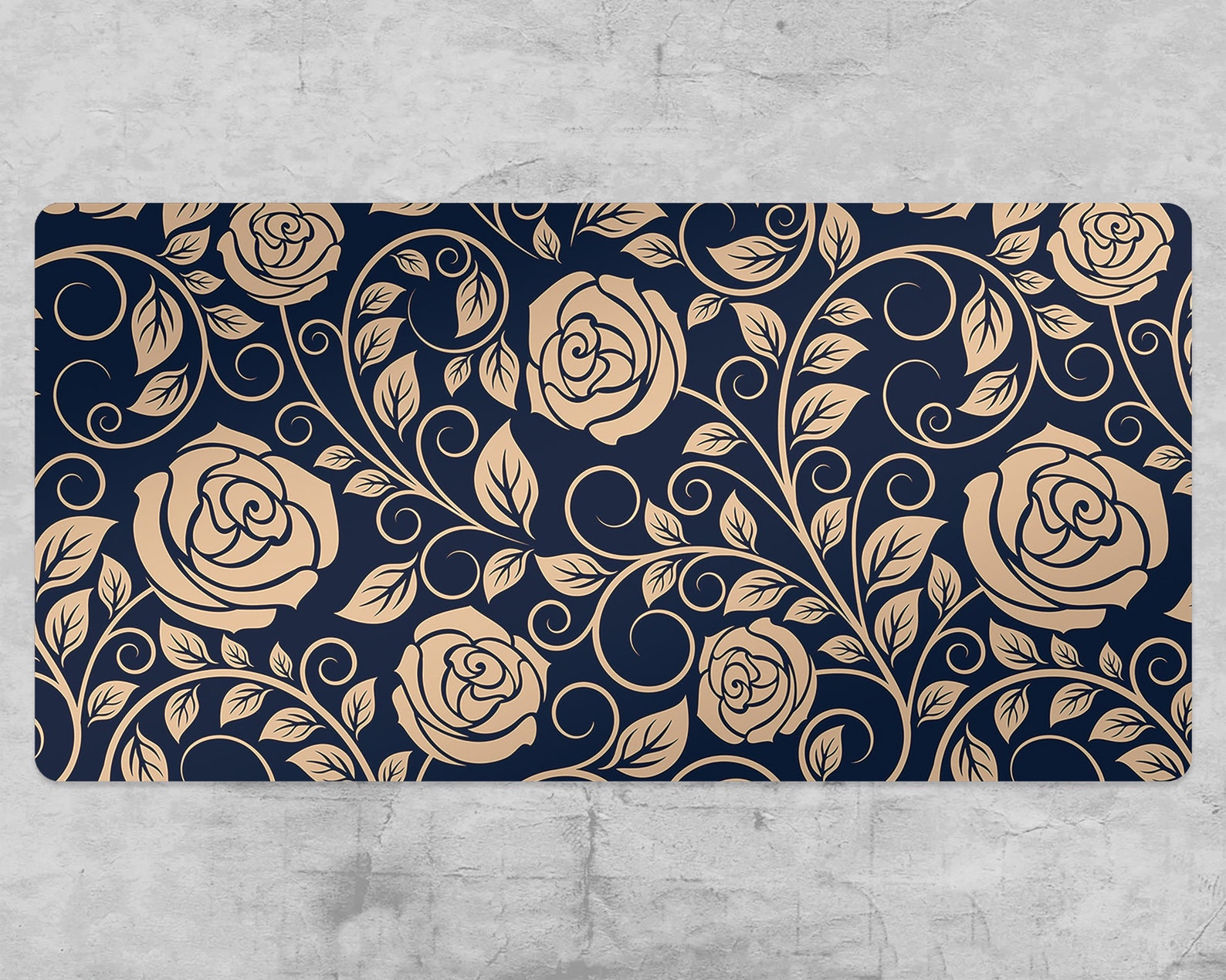 Vintage Roses Flowers Desk Pad Navy Desk Blotter Pink Etsy