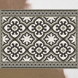 Altgold Imitation Omar Muster Vinyl Matte, Retro Vinyl Bodenmatte, Weiß und Gold Vinyl Teppich, Linoleum Teppich, Vinylboden, Badematte