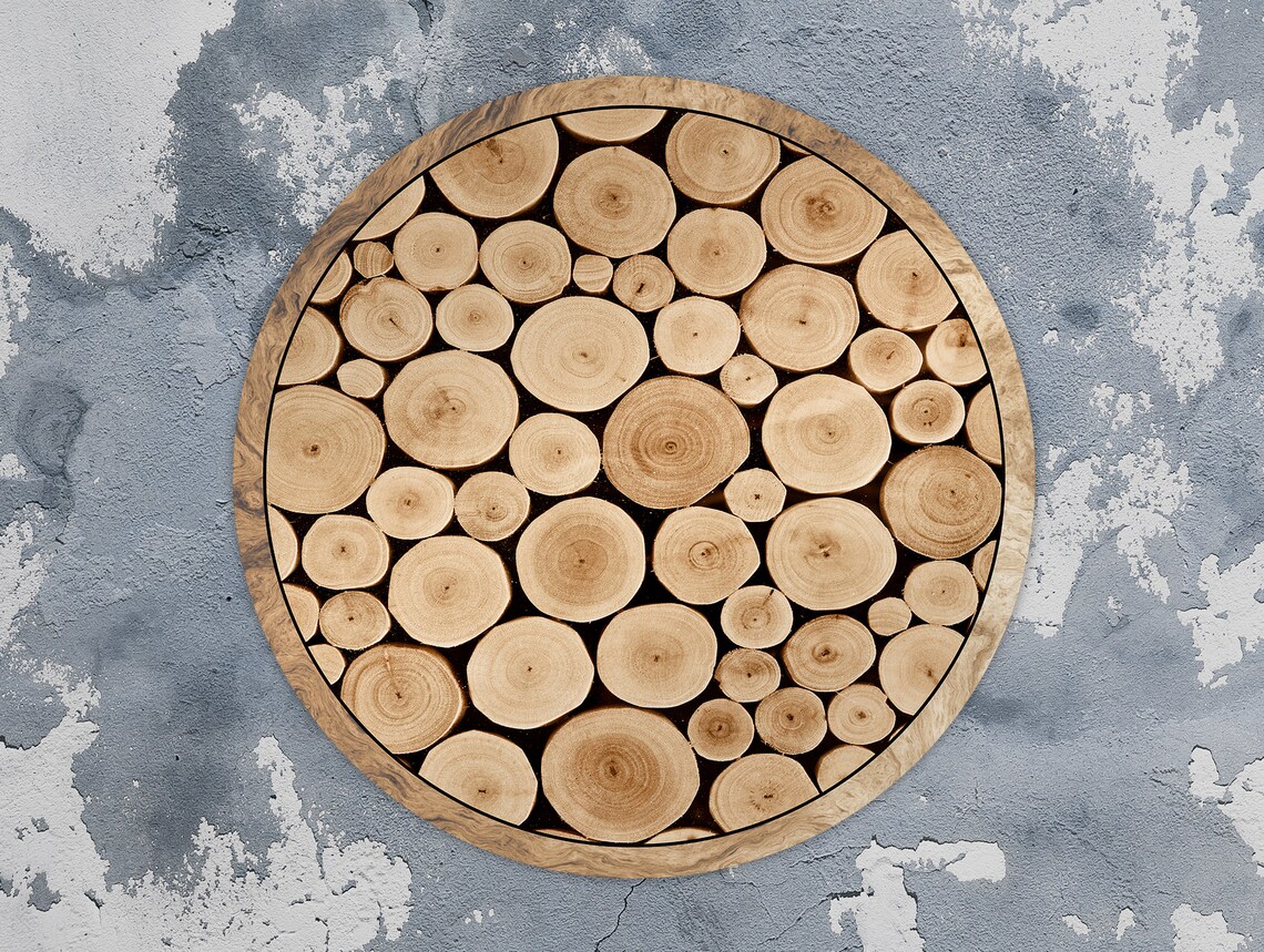 Malmo Round Rug Round Vinyl Mat Wood Vinyl Floor Mat Bronze Etsy