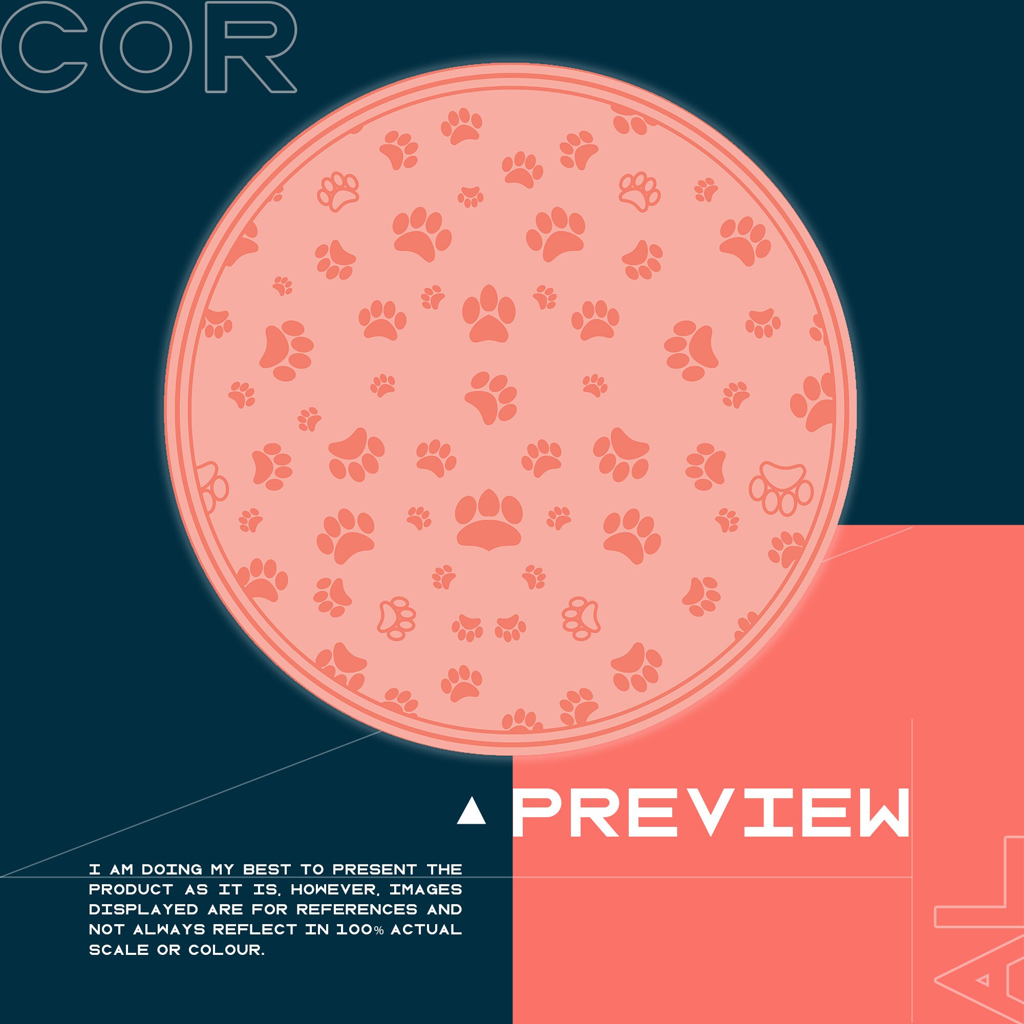 Paw Vinyl Floor Mat Round Vinyl Mat Dog Vinyl Mat Orange Etsy