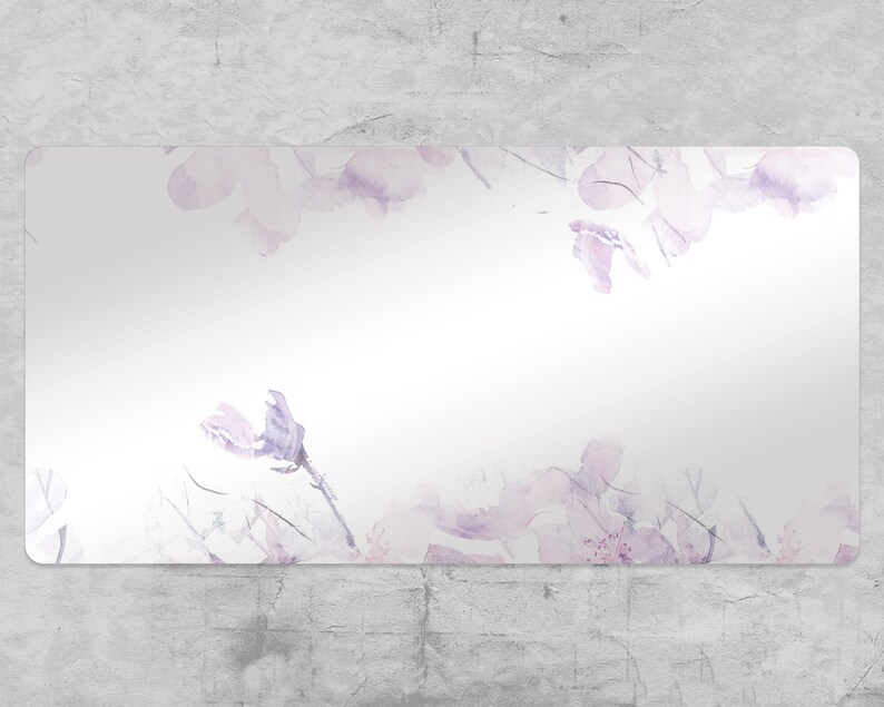 Purple Floral Art Desk Pad White Desk Blotter Purple Etsy