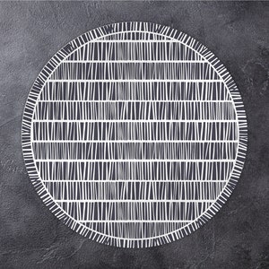 Saul Vinyl Mat, Round Vinyl Mat, Geometric Round Rug, Black and White Vinyl Floor Mat, Kitchen Mat, Decorative Mat, Comfort Mat