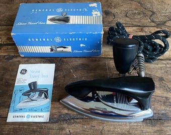 Vintage General Electric Portable Travel Steam Iron 24F19 Box & Instructions