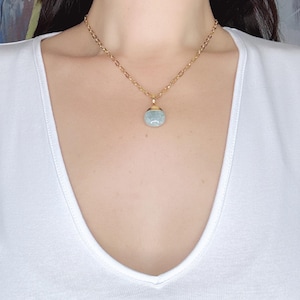 Aquamarine Pendant Necklace: 18K Gold Chain, March Birthstone