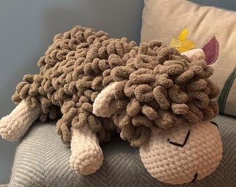 Handmade Crochet Sleeping Sheep Plush: Keepsake