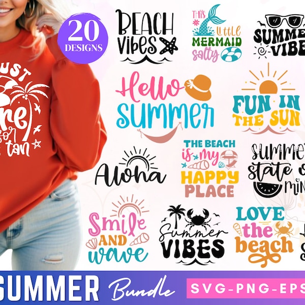 Summer SVG Bundle, Summer Svg, Beach Svg, Summertime Svg, Vacation Svg, Summer Cut Files, Cricut, Png, Svg