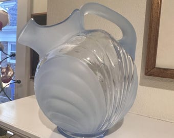 Vintage Cambridge Caprice Blue Alpine Glass Tilt Pitcher