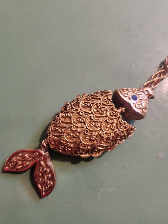 Vintage Max Factor Solid Perfume Pendant, Gold To… - image 1