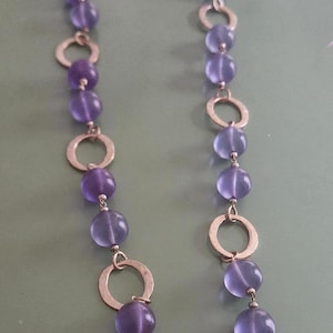 KJL Designer Signed Long Purple Necklace, Vintage Flapper Length Purple Beaded Necklace, Designer Signed Kenneth Lane Collectible Jewelry