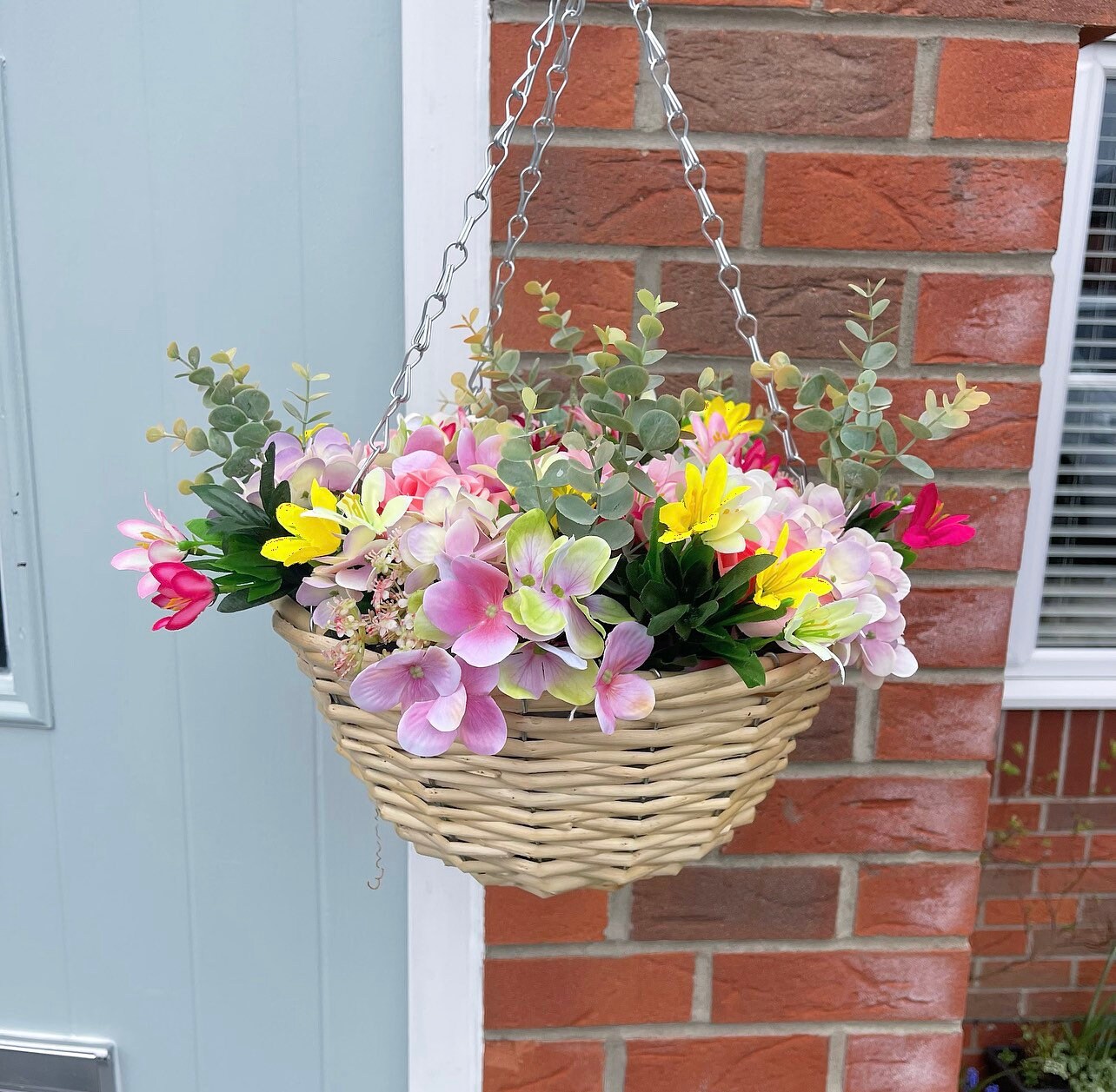 Handmade Artificial Hanging Basket Any Colour Flowers Etsy UK