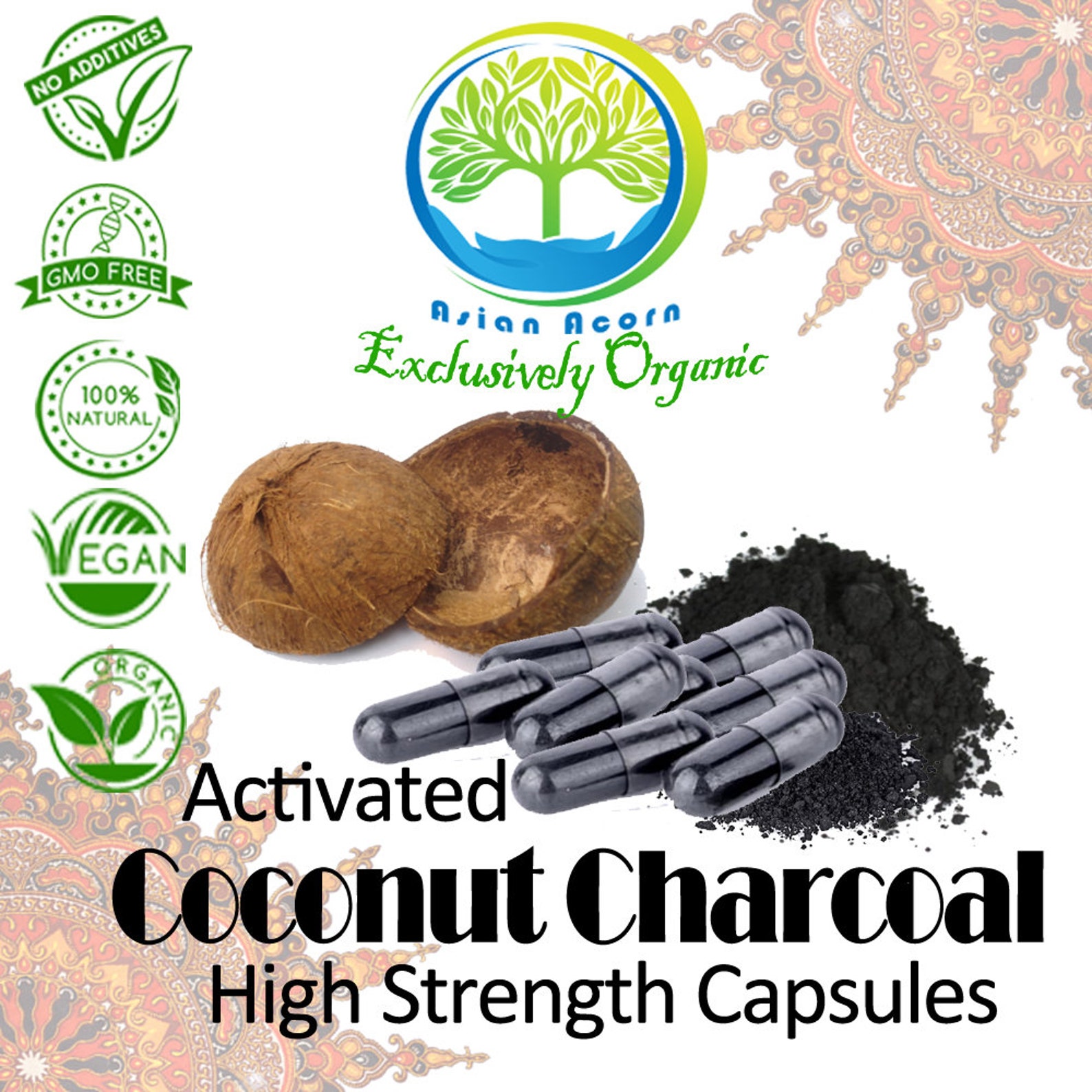 Activated Charcoal Coconut shell 500mg Capsules Wind Relief Etsy