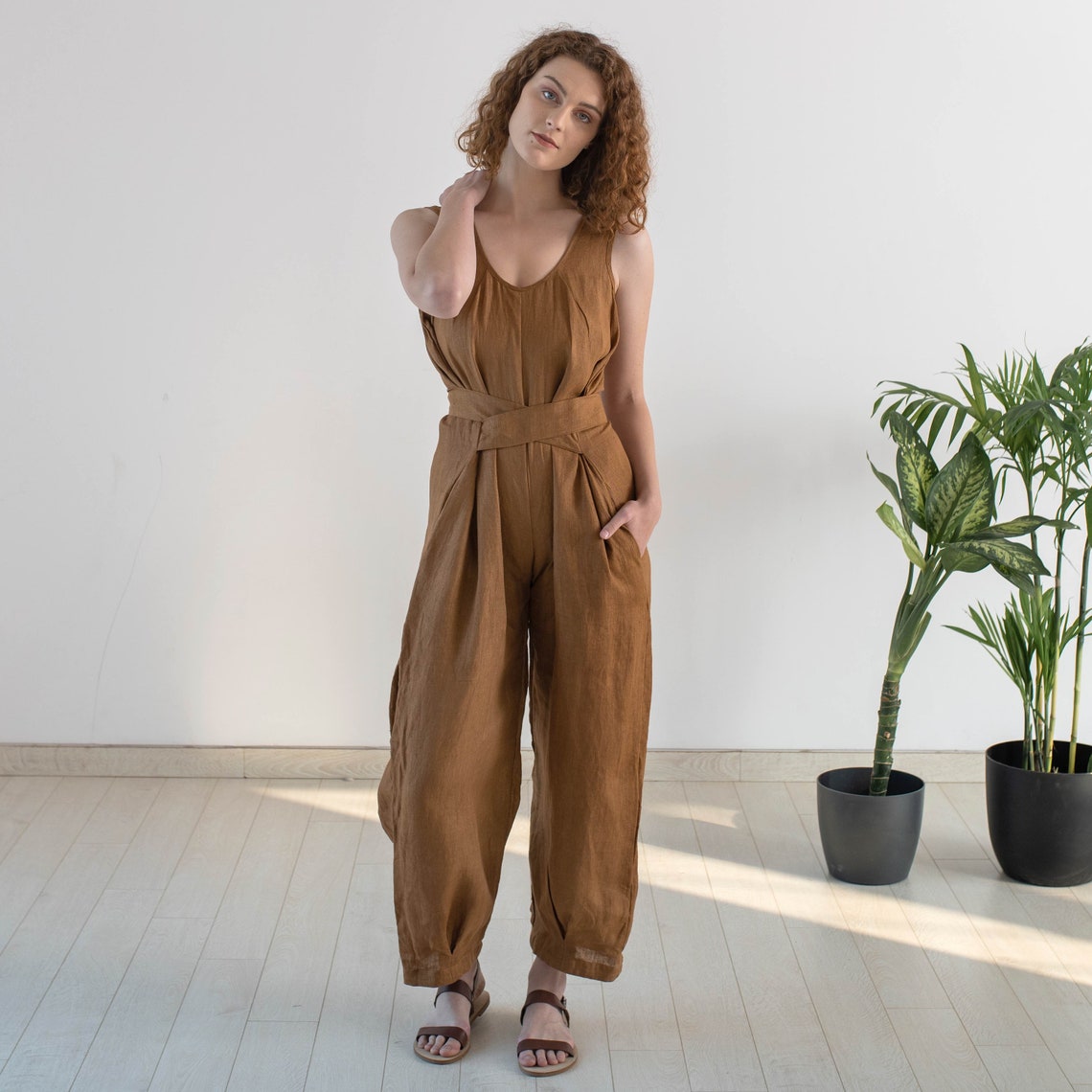 Linnen zomer jumpsuit voor vrouwen duurzame ligger voor haar Etsy België