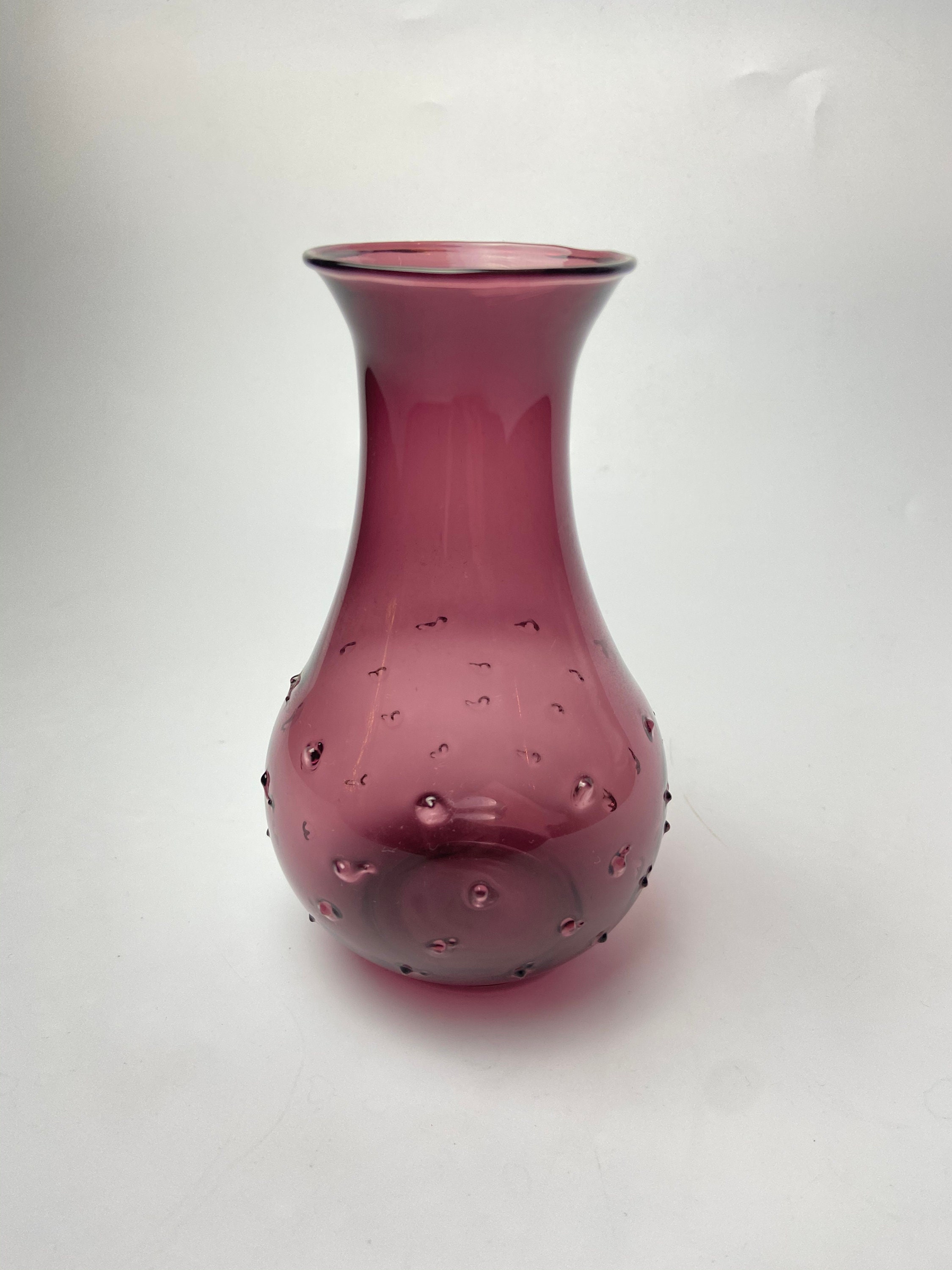 Space Age Vase Wine Red Glass Vase Flower Vase Bubbles Bumps Etsy