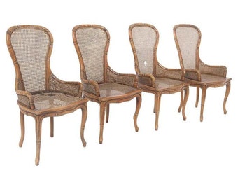 Italian Four Chairs by Giorgetti in Imitation Bamboo and Rattan