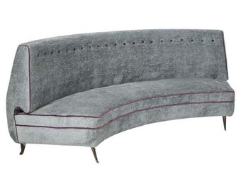 Vintage Sofa in Light Blue and Purple Velvet by Isa Bergamo