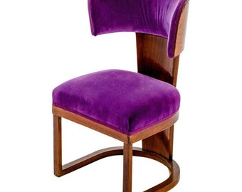 Rare Italian Art Deco Armchair by Ernesto Lapadula in Purple Velvet