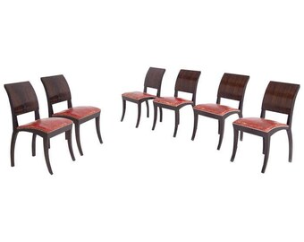 Set of Six French Chairs Art Deco, 1920s-1930s