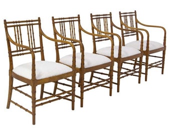 Set of vintage French chairs in wood and bouclé