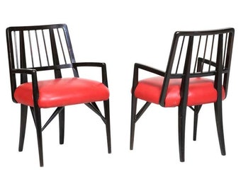 Paul Laszlo Set of Four Chairs in Black Lacquered Wood, 1950s