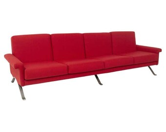 Rare Italian Red Sofa by Ico Parisi for Cassina Mod. 875, Published