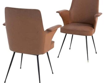 Pair of Vintage Chairs in Leather by Nino Zoncada,