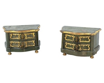 Pair of Vintage Gold Lacquered Wood Jewel Boxes