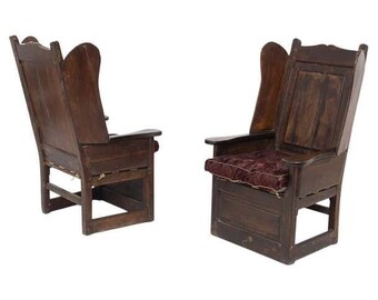 Couple of Vintage Italian Armchairs in Wood and Fabric